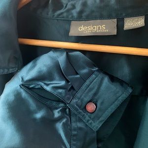 Emerald green silk zip up jacket